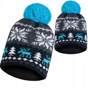 Czapki damskie - Czapka zimowa z pomponem meska damska ciepła J2polar termoaktywny - miniaturka - grafika 1