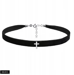 Naszyjnik CHOKER SREBRO 925 krzyżyk - Biżuteria religijna - miniaturka - grafika 1