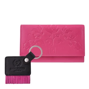 PORTFEL DAMSKI SKÓRZANY T-45-PI I BRELOK DO KLUCZY T-88-BL/PI ZESTAW PREZENTOWY RÓŻOWY ZUP-107-PI - Portfele - miniaturka - grafika 1