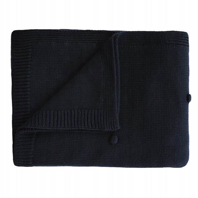 Mushie Kocyk z Organicznej Bawełny Textured Dots Dark Navy