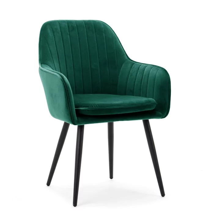 krzesło EMILIA tapicerowane welurowe zielone