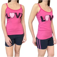 Piżamy damskie - Piżama damska różowa spodenki granatowe love L/XL - miniaturka - grafika 1