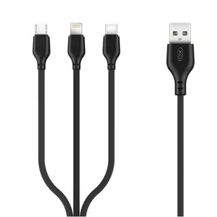 Xo Kabel NB103 3w1 (8-pin/micro/typ-C) czarny 1m - Kable USB - miniaturka - grafika 2