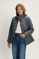 Kurtki damskie - Turkusowa pikowana kurtka z wysokim kołnierzem - Greenpoint - miniaturka - grafika 1