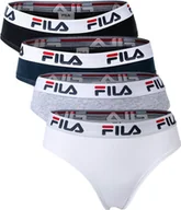 Majtki damskie - Majtki damskie FILA - 4-pak majtek, logo w pasie, bawełna elastyczna, jednokolorowe biały/czarny/szary/granatowy XS - miniaturka - grafika 1