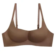 Biustonosze - Miękki biustonosz bezszwowy z push-up - Brązowy XL - miniaturka - grafika 1