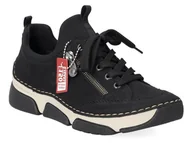 Półbuty damskie - Półbuty damskie Rieker 45973-00 sneakersy sportowe czarne wygodne-41 - miniaturka - grafika 1