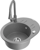 Zlewozmywaki z baterią - Mexen Kevin zlewozmywak granitowy 1-komorowy z ociekaczem i baterią kuchenną Elia, szary - 6517-71-670101-71 - miniaturka - grafika 1