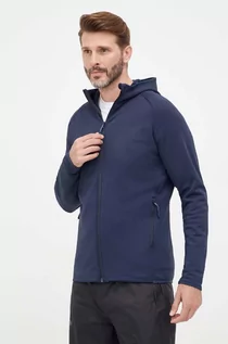 Bluzy męskie - Jack Wolfskin bluza sportowa Baiselberg kolor granatowy z kapturem gładka - grafika 1