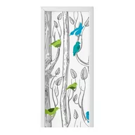 Naklejki na ścianę - Naklejka na drzwi HOMEPRINT Kolorowe ptaki 75x205 cm - miniaturka - grafika 1