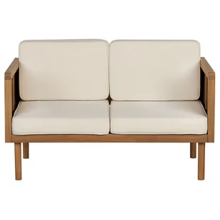 Sofa dwuosobowa z drewna akacjowego z białymi poduszkami BARATTI - Sofy i kanapy - miniaturka - grafika 1