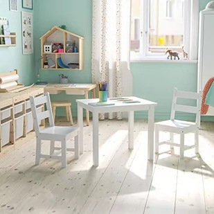Flash Furniture Kwadratowe zestawy stołów do aktywności, drewno inżynieryjne, białe - Krzesełka i taborety dla dzieci - miniaturka - grafika 1