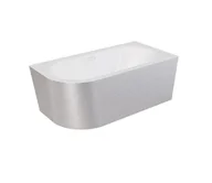 Wanny - Wanna narożna prawa Besco Avita A-line 160x75 cm srebrny syfon klik-klak chrom z przelewem slim WAA-160APSR - miniaturka - grafika 1