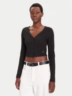 Swetry damskie - Calvin Klein Jeans Kardigan LV047C204G Czarny Regular Fit - miniaturka - grafika 1