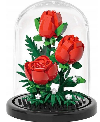 MINI KLOCKI KONSTRUKCYJNE KWIATY 3D RÓŻA CZERWONA 254EL W KLOSZU 7233