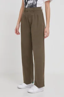 Pepe Jeans spodnie Tina damskie kolor zielony fason chinos high waist - Spodnie damskie - miniaturka - grafika 1