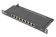Panele krosownicze - Digitus Panel krosowy (patch panel) 10'' 8x RJ45, LSA poziom, kat.6A, ekranowany, 0.5U, czarny, prowadnica kabli - miniaturka - grafika 1