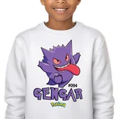 Bluzy dla dziewczynek - Bluza Dziecięca Biała Bez Kaptura Super Prezent Dla Dziecka Gengar 140 Wz - miniaturka - grafika 1