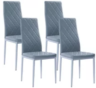 Krzesła - 4szt x Nowoczesne skórzane krzesła pikowane - 258A - szare - miniaturka - grafika 1