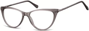 Sunoptic Okulary zerówki korekcyjne Kocie Oczy damskie AC1E szare transparentne - Okulary korekcyjne, oprawki, szkła - miniaturka - grafika 1