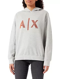 Armani Exchange Damska bluza z kapturem z logo Maxi z przodu bluza z kapturem, Htr szary, XS - Bluzy damskie - miniaturka - grafika 1
