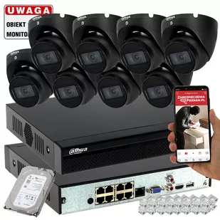 Zestaw kamer do monitoringu zewnętrznego 8 kamer IP Dahua IPC-HDW1530T-0280B-S6-BLACK 5MPx IR30 Mikrofon PoE - Zestawy do monitoringu - miniaturka - grafika 1