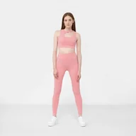 Spodnie sportowe damskie - Damskie legginsy treningowe GUESS EVALYN LEGGING 4/4 - różowe - miniaturka - grafika 1