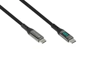 Kable USB - GoodConnections Kabel przyłączeniowy USB-C 2.0 (ST-ST) 1m z wyświetlaczem cyfrowym kurtka tekstylna 100W czarny - miniaturka - grafika 1