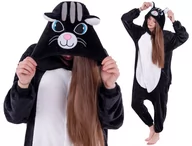 Piżamy chłopięce - Czarny Kot Piżama Kigurumi Onesie Przebranie 176 - miniaturka - grafika 1