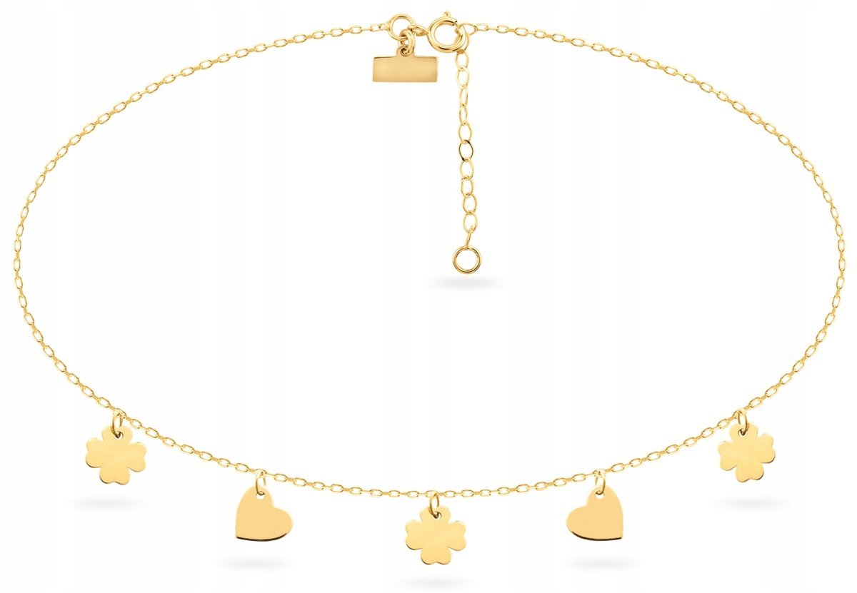 ZŁOTA BRANSOLETKA CHOKER SERCE KONICZYNA 585