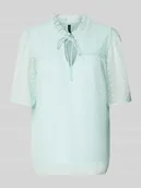 Bluzki damskie - Bluzka o kroju regular fit z koronkowym detalem model ‘LEAH’ - miniaturka - grafika 1