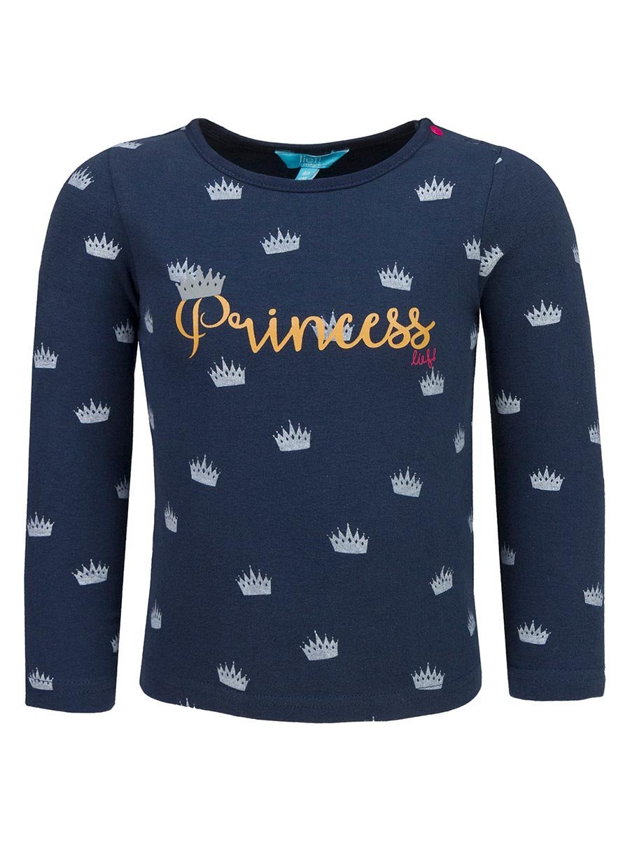 Dziewczęca bluzka z długim rękawem, granatowa, Lief r.86