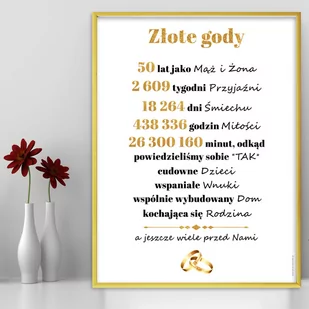 Złote Gody Rocznica Ślubu Plakat + Ramka A3 - Ramki na zdjęcia - miniaturka - grafika 1
