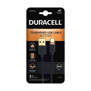 DURACELL 2M Czarny Nylonowy Kabel USB-A / USB-C - Kable USB - miniaturka - grafika 1