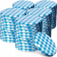 Pojemniki kuchenne - Metalowe wieczka do słoików Virbo 50 szt. 82mm "Niebieska Krata" - miniaturka - grafika 1