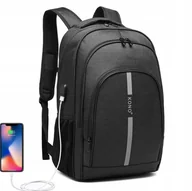 Torby na laptopy - Czarny Plecak do Pracy Męski Biurowy Wodoodporny na Laptopa z USB Volcom - miniaturka - grafika 1