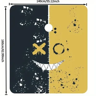 TEMU Męski stylowy fartuch fryzjerski z zapięciami na zamek - czarno-żółty, graficzny design, idealny do strzyżenia i sesji w salonie, niezbędny w - Peleryny fryzjerskie - miniaturka - grafika 1