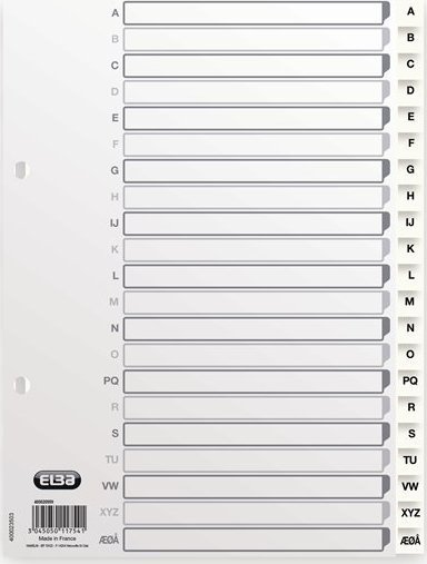 Segregator Elba Elba 400020999, Alphabetic tab index, Polypropylene PP, White, Portrait, A