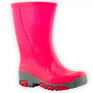 Buty dla dziewczynek - Dziewczęce różowe kalosze Renbut Muflon 23/33-481 Brokat - grafika 1