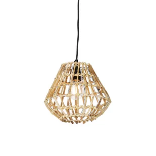 QAZQA Wiejska lampa wisząca bambusowa z bielą - Canna Diamond - Lampy sufitowe - miniaturka - grafika 1