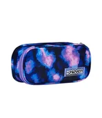 Piórniki - Seven Okrągły piórnik szkolny Plus, niebieski, fioletowy punkt, owalna torebka z wewnętrzną kieszenią i elastycznymi uchwytami na długopisy, akcesoria do plecaka, podstawowe, średnie, górne, - miniaturka - grafika 1