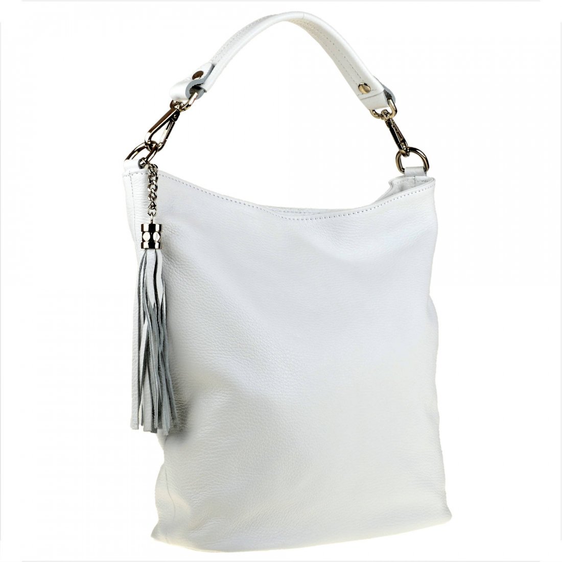 Lekka skórzana torebka shopper bag biała L