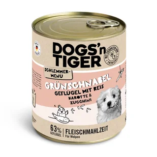 Dogs'n Tiger smakowite menu, 6 x 800 g - Drób z ryżem naturalnym, marchewką i cukinią (Junior) - Mokra karma dla psów - miniaturka - grafika 1