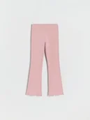 Spodnie i spodenki dla dziewczynek - Reserved - Bawełniane spodnie flare - brudny róż - miniaturka - grafika 1