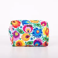 Kosmetyczki, organizery i kuferki - Średnia kosmetyczka folk - wzory łowickie - biała Folkstar - miniaturka - grafika 1