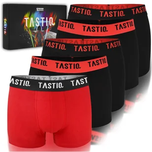 TASTIQ PREMIUM Bokserki M��skie Bawe��na Czerwone Czarne 5 Sztuk Rozmiar L - Majtki męskie - miniaturka - grafika 1