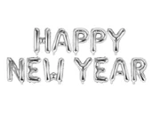 Balony i akcesoria - Balony foliowe napis Happy New Year srebrny - 35 cm wysokości - miniaturka - grafika 1
