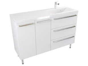 Szafka Stojąca Z Umywalką ATH 120 cm DS Prawa - Biały Mat - Uchwyty Stal Szczotkowana - Szafki łazienkowe - miniaturka - grafika 1