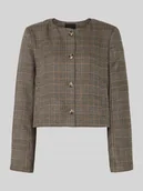 Marynarki i żakiety damskie - Krótki żakiet o pudełkowym kroju bez kołnierza model ‘STINA’ - miniaturka - grafika 1