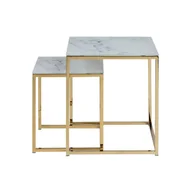 Ławy i stoliki kawowe - Actona Zestaw Stolików Kimi 45 Cm Białe + Złote - miniaturka - grafika 1